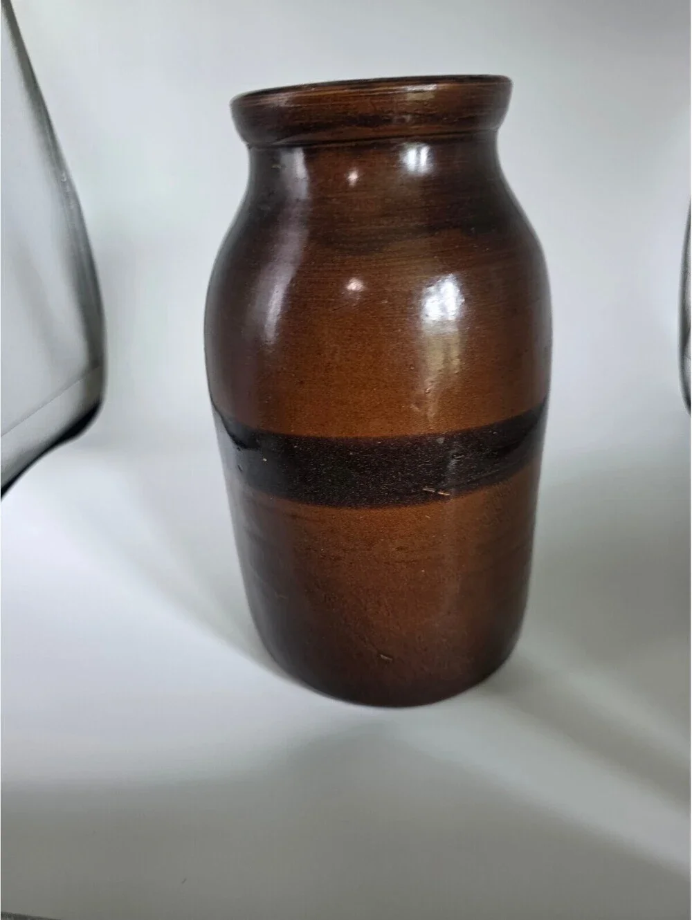 Vintage Handmade Studio Pottery Vase Brown Black Drip Glaze Rustic Decor